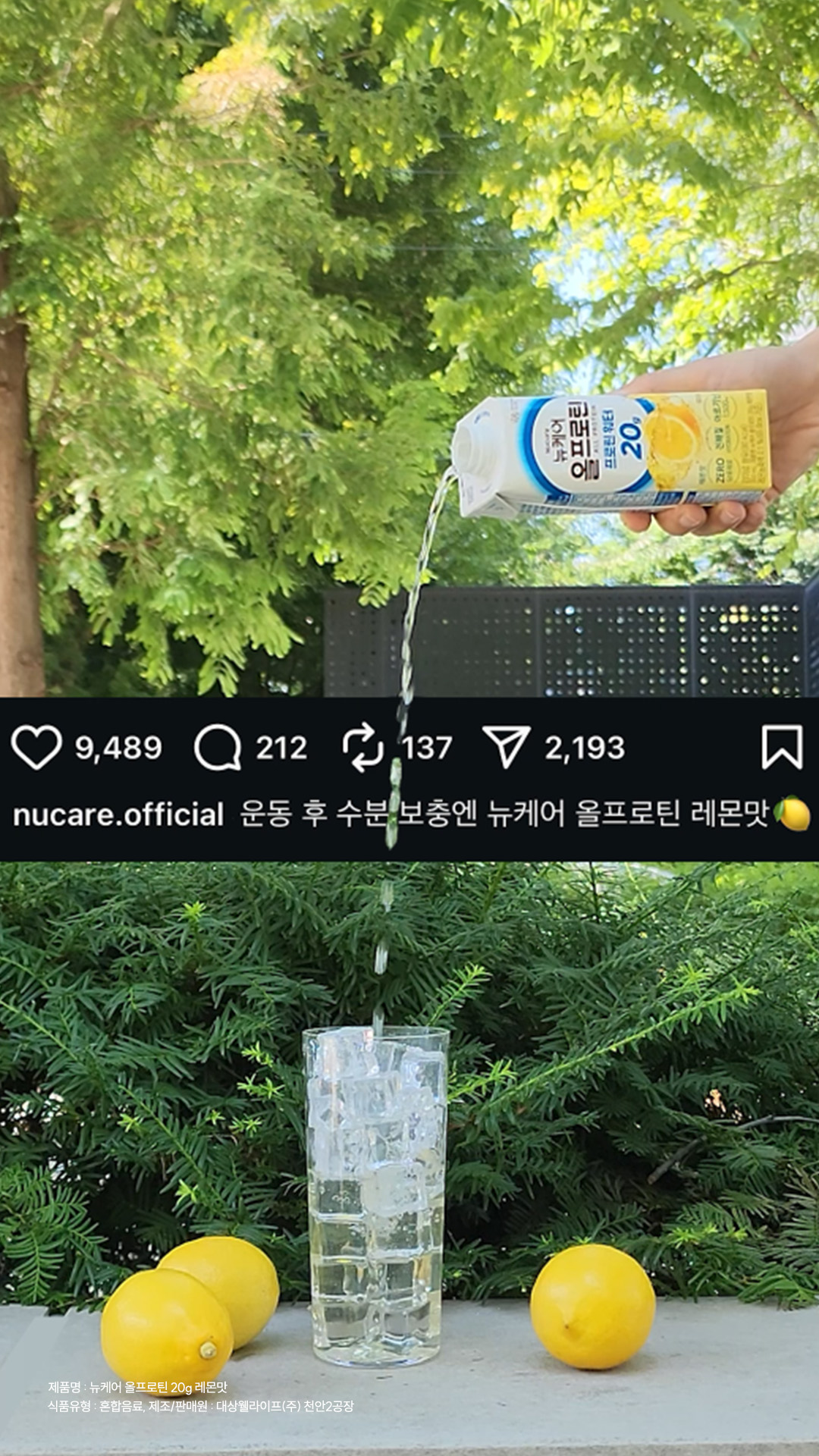 운동 후 뉴케어 올프로틴 레몬맛